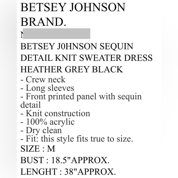 BETSEY JOHNSON SIZE XS SEQUIN DETAIL KNIT SWEATER DRESS HEATHER GREY BLACK - Picture 5 of 5